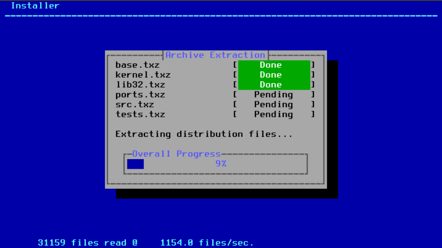 Menu showing the extraction of the different components.