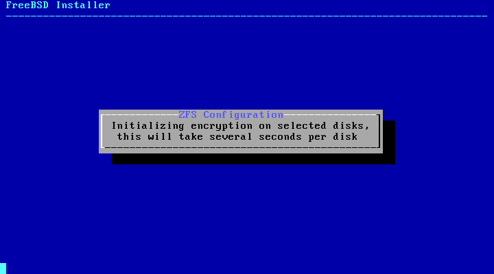 Menu showing that the encryption is initializing.